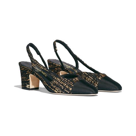 chanel slingback gold and black|chanel slingback sale.